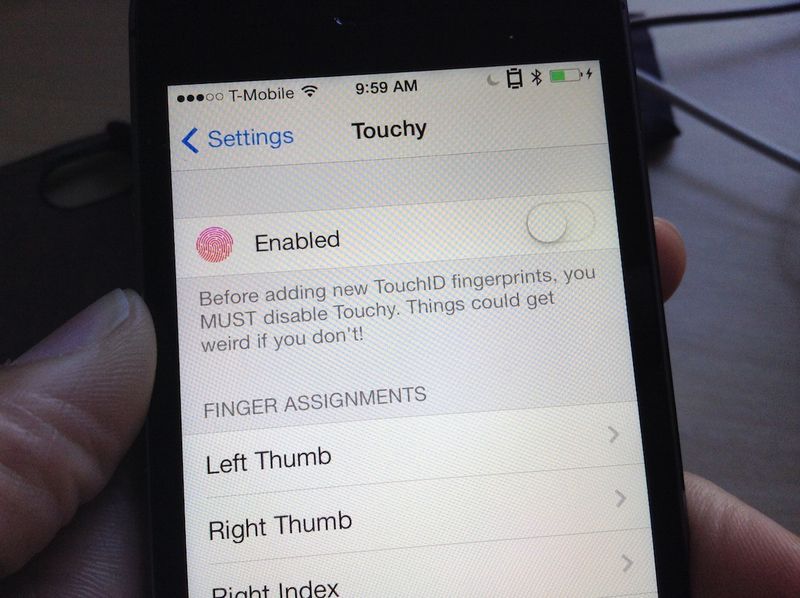 Touchy: Verwenden Sie Touch ID, um Apps mit bestimmten Fingern zu starten