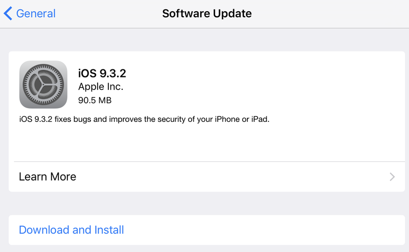 Apple veröffentlicht iOS 9.3.2-Update für das 9,7-Zoll-iPad Pro